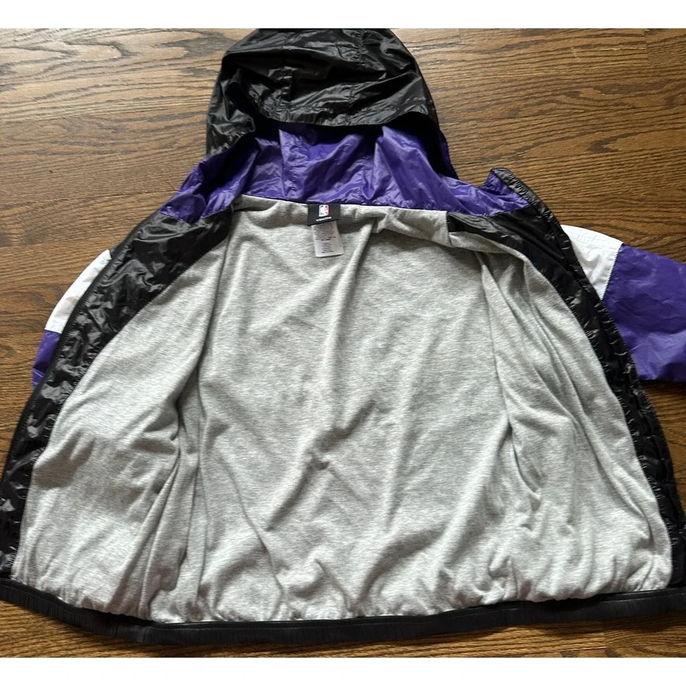NBA Phoenix Suns Youth Small Full Zip Hooded Windbreaker Jacket Black Purple